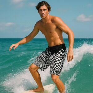 Vans Retro Optical Checkerboard Boardshorts 30" Warped‎ Stranger Things  Surf
